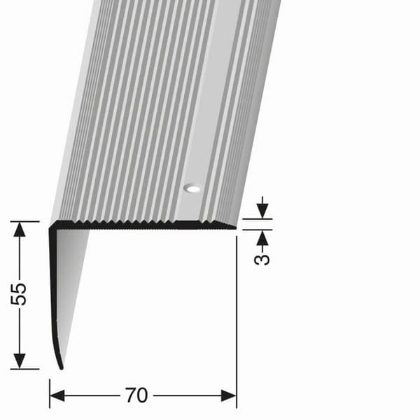 Nez de marche 55 x 70 mm Aluminium Cornière striée Olika Ls Küberit