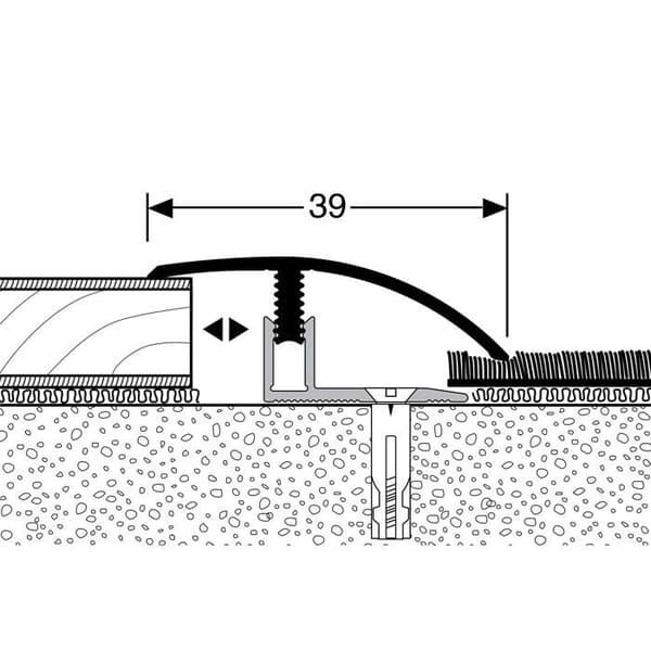 Profilrör för laminatjustering l 39 mm Höjdskillnad 7 - 12 mm i Aluminium Stålutseende L 1000 mm