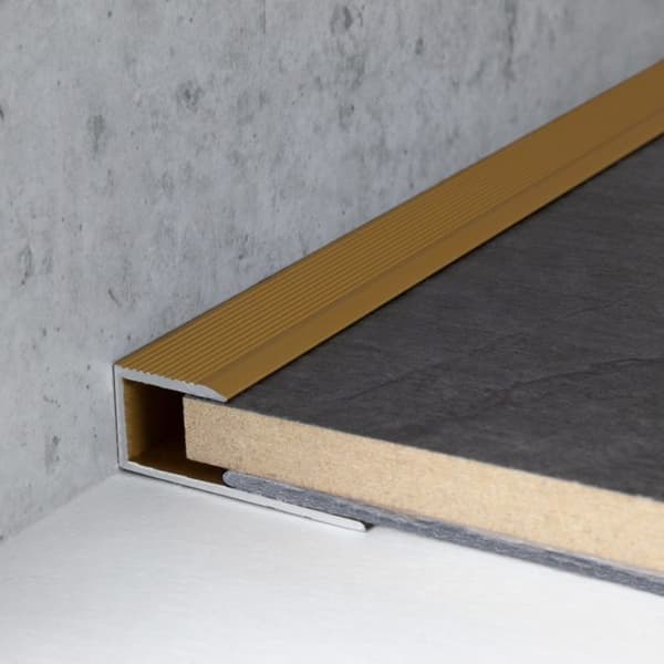 Infästningsprofil för laminatparkett H inramning 10,3 mm anodiserad aluminium borrad brunljus-1000