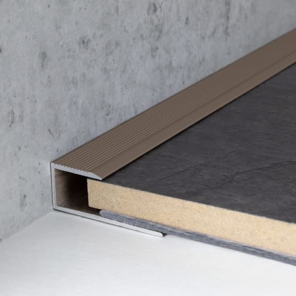 Infästningsprofil för laminatparkett H inramning 10,3 mm anodiserad aluminium borrad brunljus-1000