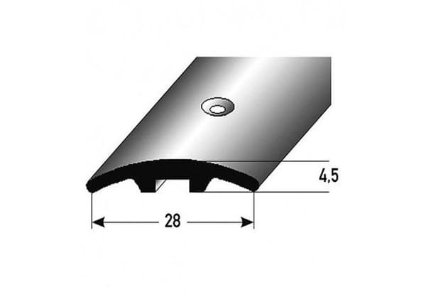 Profil för anslutning av själ i övergångsprofil 28 mm typ 06 anodiserad aluminium med centrumhål SILVER