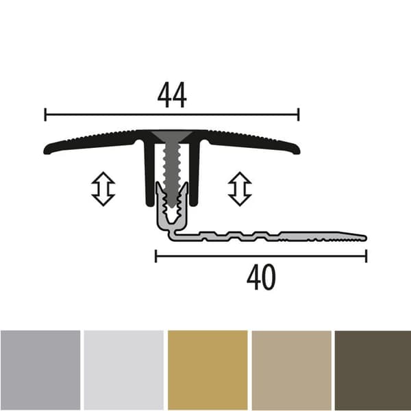 PROVISTON Profil av övergång Parkettkompensation l 44 mm H 7 - 18 mm L 900 mm Aluminiprofil Silver