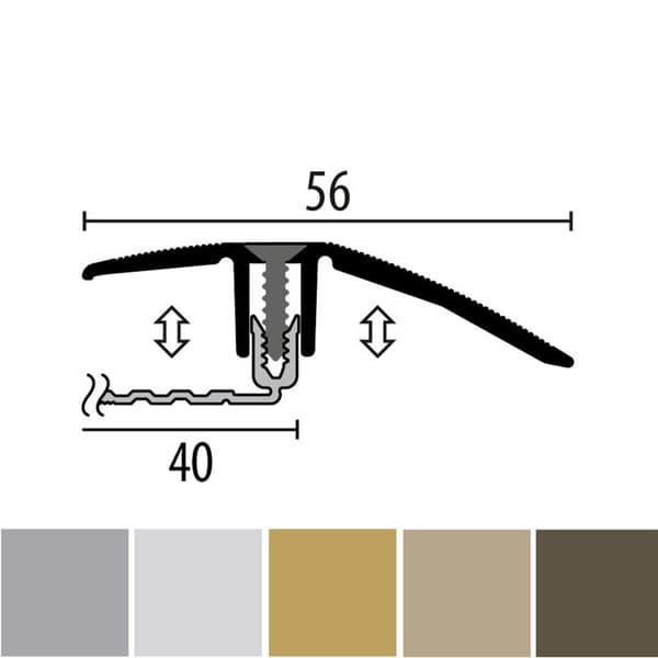 PROVISTON Övergångsprofil Laminatkompensation l 56 mm H 7 - 18 mm L 900 mm Aluminiumprofil Sand...