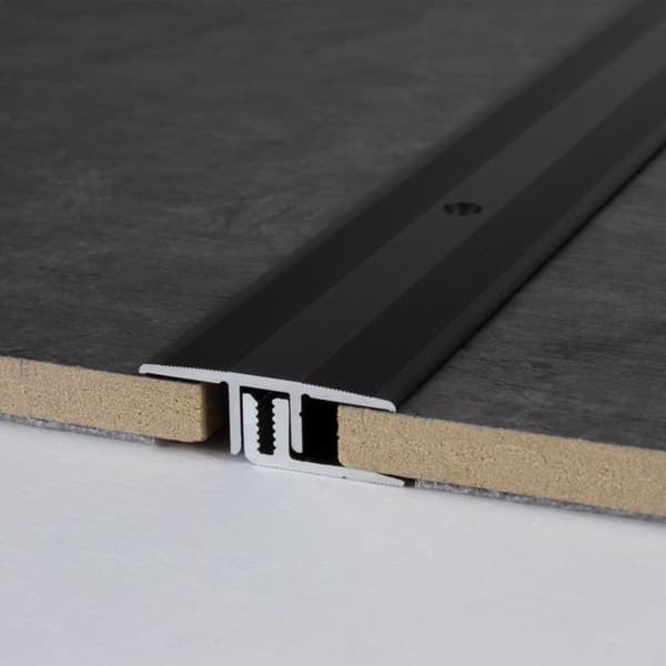 Övergångsprofil för laminat H 7 x 15 mm L 33 mm i 2 delar anodiserad aluminium med mörkbrun borrning-900