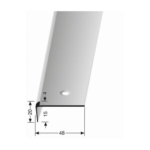 Nose profile för trappa 20 x 48 x 2500 mm aluminiumvinkelfäste i olika varianter Küberit