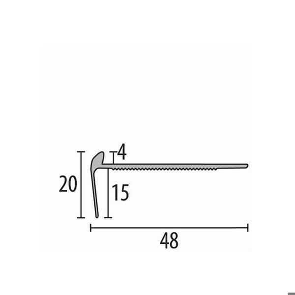 Nose profile för trappa 20 x 48 x 2500 mm aluminiumvinkelfäste i olika varianter Küberit