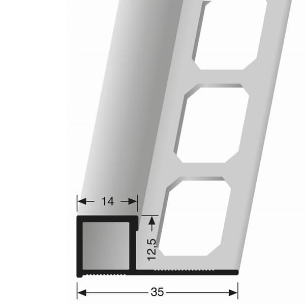 Profil 12,5 x 35 mm H för kant 12,5 mm lukkat profil med punchnings Küberit