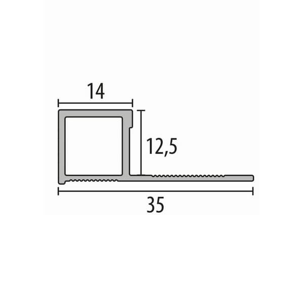 Profil 12,5 x 35 mm H för kant 12,5 mm lukkat profil med punchnings Küberit