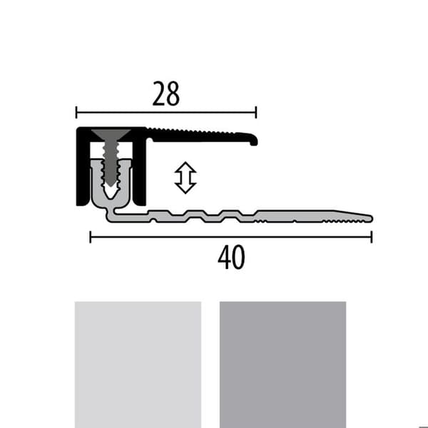PROVISTON Avslutningsprofil Parkettkompensering l 28 mm H 6.5 - 16 mm L 1000 mm Aluminiumprofil Silver...