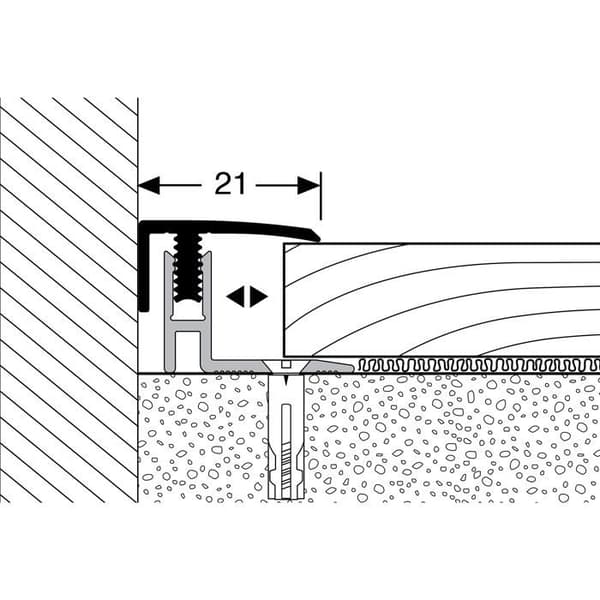 PROVISTON Inläggsprofil Parkettkompensation l 21 mm H 12 - 17 mm L 1000 mm Aluminiumprofil Sand