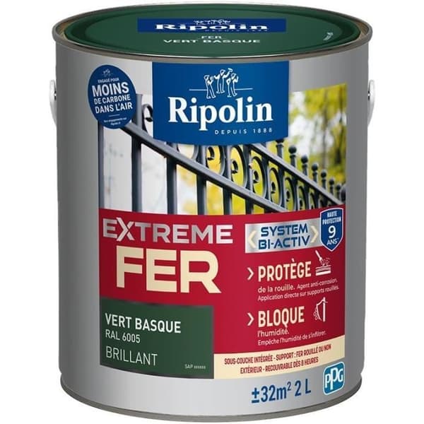 Extrem järnbas baskisk grön RAL 6005 blank - RIPOLIN - 2 L