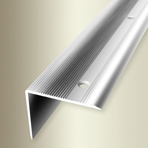 PROVISTON Vinkel l 45 mm H 0 - 37 mm L 1000 mm Polerat aluminium Med ränna Och fördjupade hål