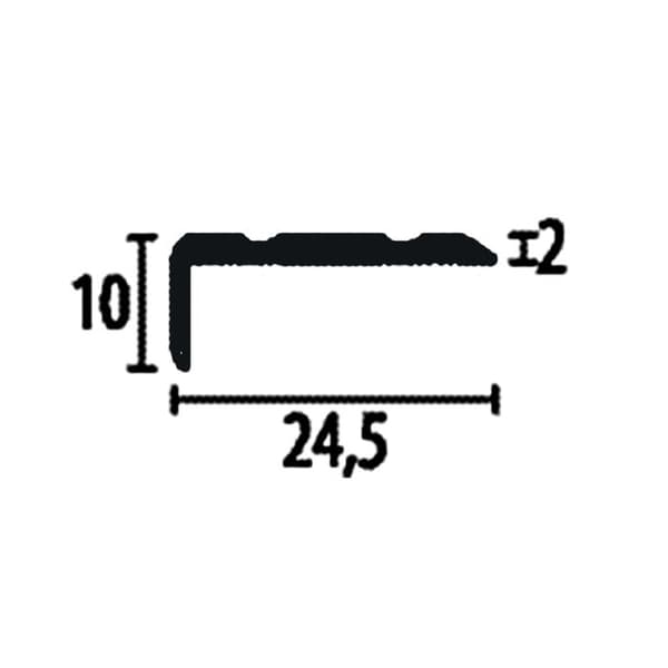 PROVISTON Vinkelprofil l 24,5 mm H 0 - 7 mm L 1000 mm Polerad aluminium Ränntjärnad Lätt att böja Förborrad med indrag