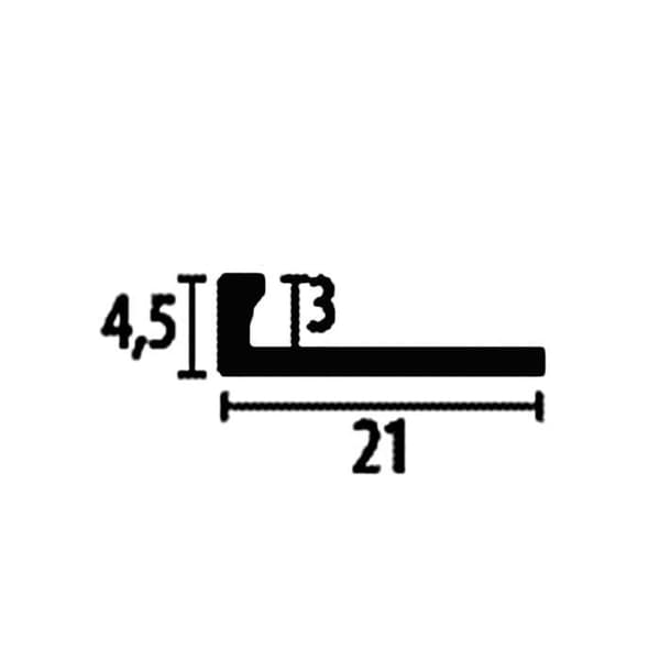 PROVISTON Avslutningsprofil Bred 21 mm H 3 mm Lång 2500 mm Alu Svart oanvänd