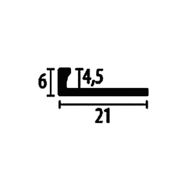 PROVISTON Avslutningsprofil Bred 21 mm H 4,5 mm Längd 2500 mm Alu