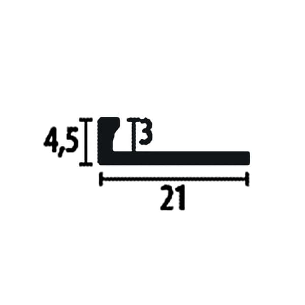 PROVISTON Avslutningsprofil l 21 mm H 3 mm L 2500 mm Polerat rostfritt stål Dubbelprofil K Stämplad sluten