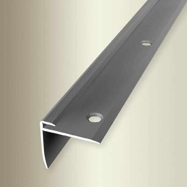 PROVISTON Profil för trappnos l 27 mm H 3 mm L 2500 mm Anodiserad aluminium Ränna Rostfritt stål Försänkt borrning