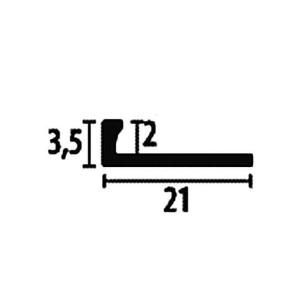 PROVISTON Avslutningsprofil l 21 mm H 2 mm L 2500 mm Aluminium pulverlackad Profil icke stansad Vit Obohrat