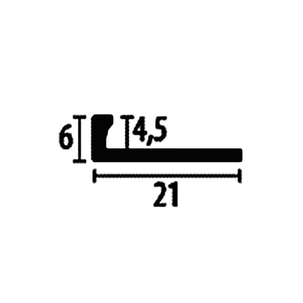 PROVISTON Avslutningsprofil l 21 mm H 4.5 mm L 2500 mm Pulverlackerad aluminium Dubbelprofil K Svart Sluten Stansad