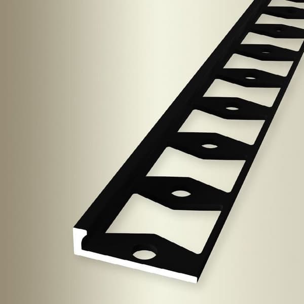 PROVISTON Avslutningsprofil l 21 mm H 4.5 mm L 2500 mm Pulverlackerad aluminium Dubbelprofil K Svart Sluten Stansad