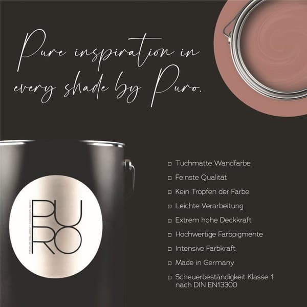 Brun väggfärg PURO Floral Beige Exklusiv dispersionsfärg för inomhusbruk Hög intensitet 1 liter