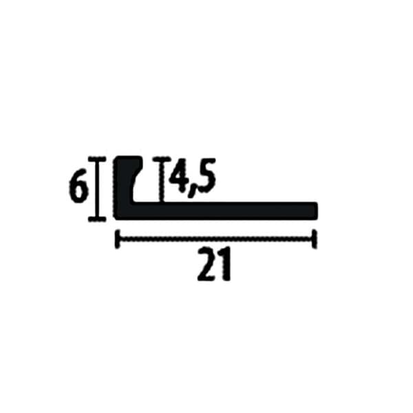 PROVISTON Avslutningsprofil l 21 mm H 4.5 mm L 2500 mm Polerad rostfritt stål Dubbel K Stämplad sluten