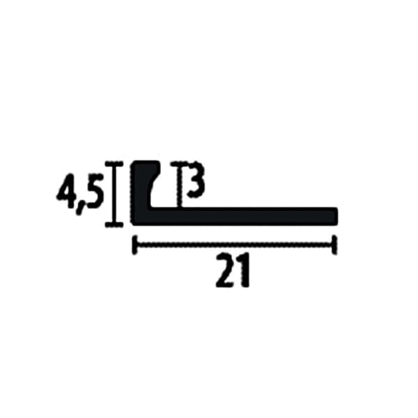 PROVISTON Avslutningsprofil l 21 mm H 3 mm L 2500 mm Aluminium natur Dubbel K Stängd Stansad