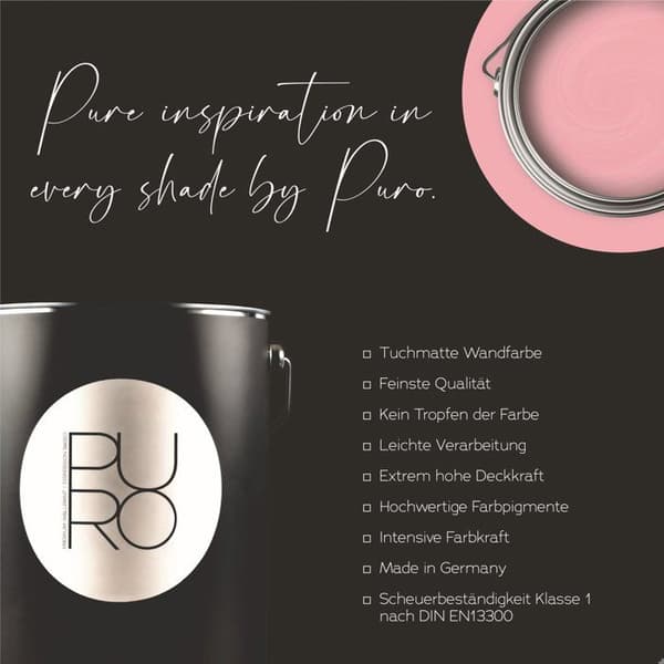 "Murmålning rosa PURO Sweetheart Rose Dispersion exklusiv för inomhus Hög intensitet 1 liter"