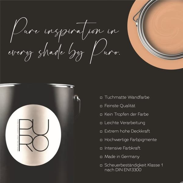 Väggfärg Beige PURO Breezy Beige Dispersion exklusiv för inomhus Hög intensitet på 1 liter