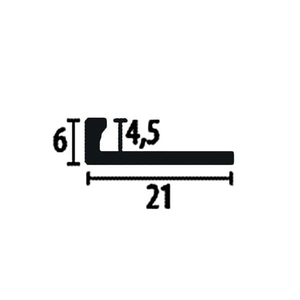 PROVISTON Avslutningsprofil l 21 mm H 4.5 mm L 2500 mm Aluminium Metallprofil