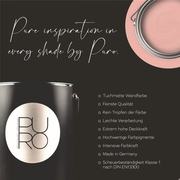 Muralmålning rosa PURO Petal Beige Dispersion exklusiv för inomhus Hög intensitet av 1 liter