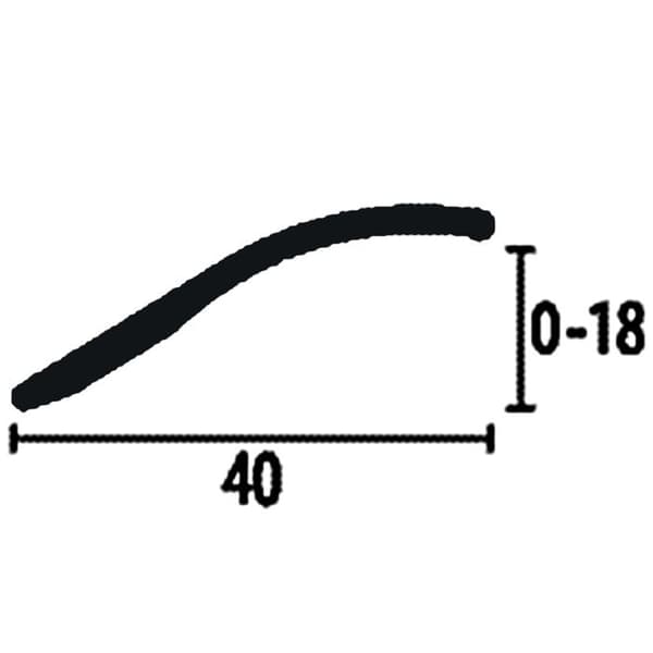 PROVISTON Anpassningsprofil l 40 mm H 0 - 18 mm L 2700 mm Polerat aluminium Rampe Självhäftande