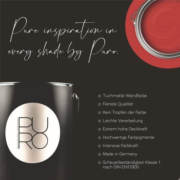 Röd väggfärg PURO Multifaceted Red Dispersion exklusiv för inomhus Hög intensitet 1 liter