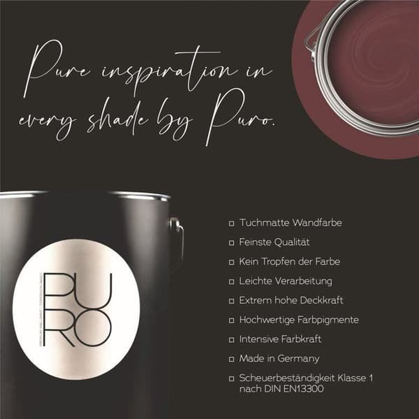 Röd väggfärg PURO Classic Rose Dispersion exklusiv för inomhusbruk, hög intensitet på 5 liter