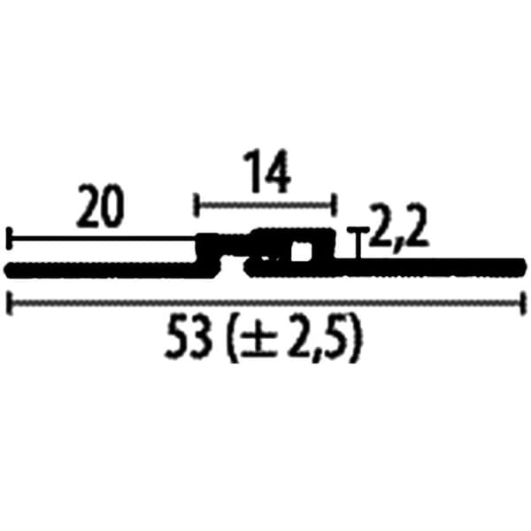 PROVISTON Profil för expansionsfogar 53 x 2.2 x 2700 mm Anodiserad aluminium Expansionskapacitet 2.5 mm