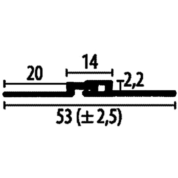 PROVISTON Profil för expansionsfogar 53 x 2.2 x 2700 mm Anodiserad aluminium Expansionskapacitet 2.5 mm