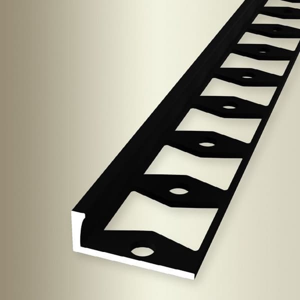 PROVISTON Avslutningsprofil l 22,5 mm H 8 mm L 2500 mm Termolackerad aluminium Dubbel K Svart Sluten Stansad
