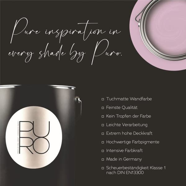 Väggmålning Violet PURO Radiant Rose Inomhusdispersion Hög intensitet 1 liter
