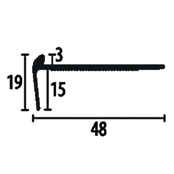 PROVISTON Profil för trappnos l 48 mm H 3 mm Aluminium Genomdragen Metallprofil Rostfritt stål L 2500 mm