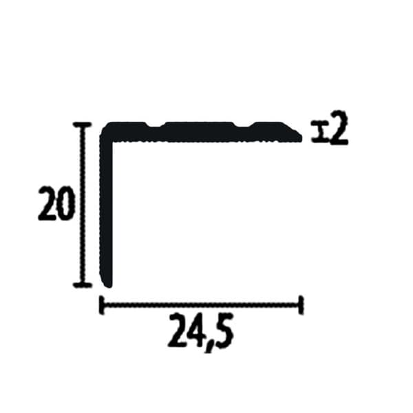 PROVISTON Hörnprofil l 24,5 mm H 0 - 17 mm L 900 mm Polerat aluminium Ribbad Lätt att böja Självhäftande