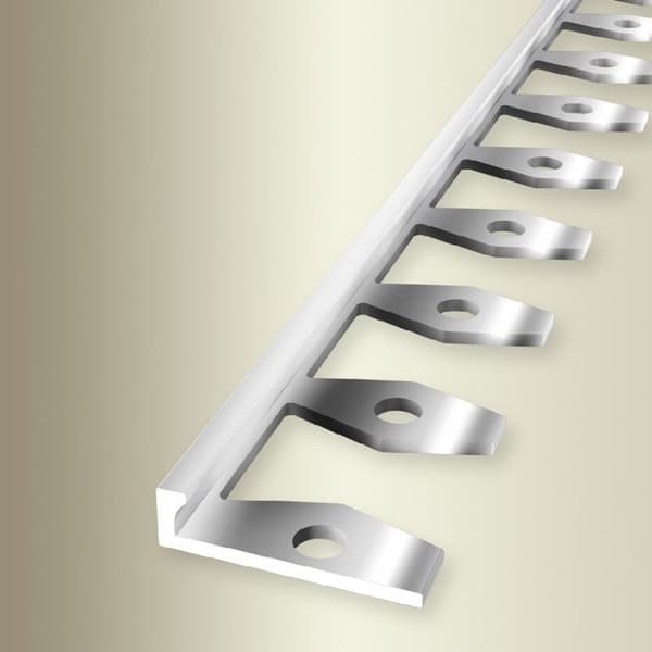 PROVISTON Avslutningsprofil l 21 mm H 2 mm L 2500 mm Polerat aluminium Fällbar profil Öppnad skuren