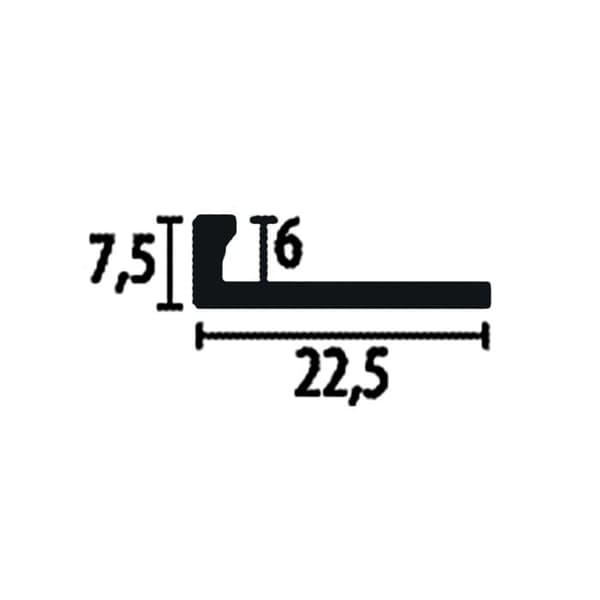 PROVISTON Vinkelprofil sl 22,5 mm H 6 mm L 2500 mm Naturlig aluminium Profil utan stansning Ogenombruten