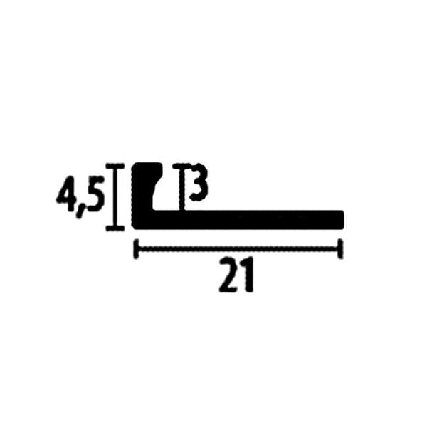 PROVISTON Avslutningsprofil l 21 mm H 3 mm L 2500 mm Anodiserad aluminium Dubbelprofil K Silverfärgad Stängd Stansad