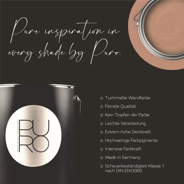 Beige PURO väggfärg Dämpad brun Inomhusdispersionsfärg Hög intensitet 2,5 liter