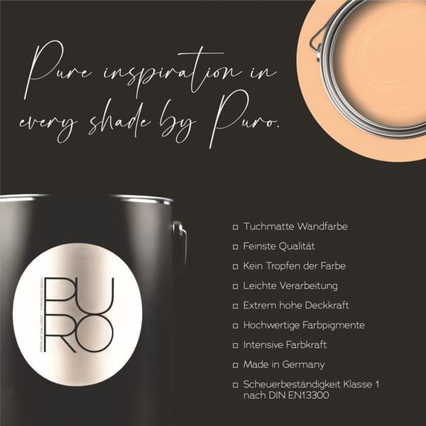 Beige PURO väggfärg Velvety Saffron inomhusdispersionsfärg med hög intensitet på 2.5 liter