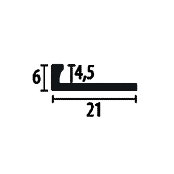 PROVISTON Avslutningsprofil l 21 mm H 4.5 mm L 2500 mm Polerat aluminium Fällbar profil Stansad öppen