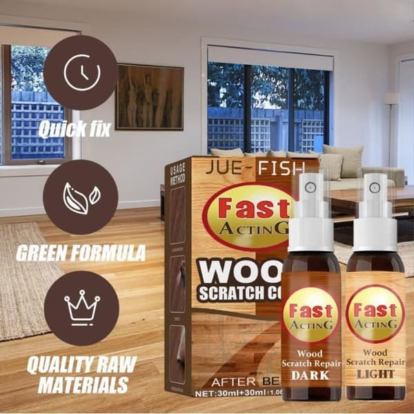 Reparation av repor - Träförnyare - Spray 30 ML - Ljus och mörk färg - Inomhus - Trä