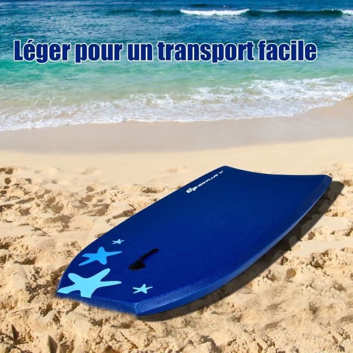 COSTWAY Bodyboard, 41 tums XPE och HDPE surfbräda med 90 cm rep för