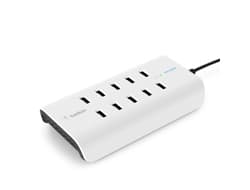10-PORT USB-CHARGING STATION/120W 2.4A PER PORT WHITE Hvid
