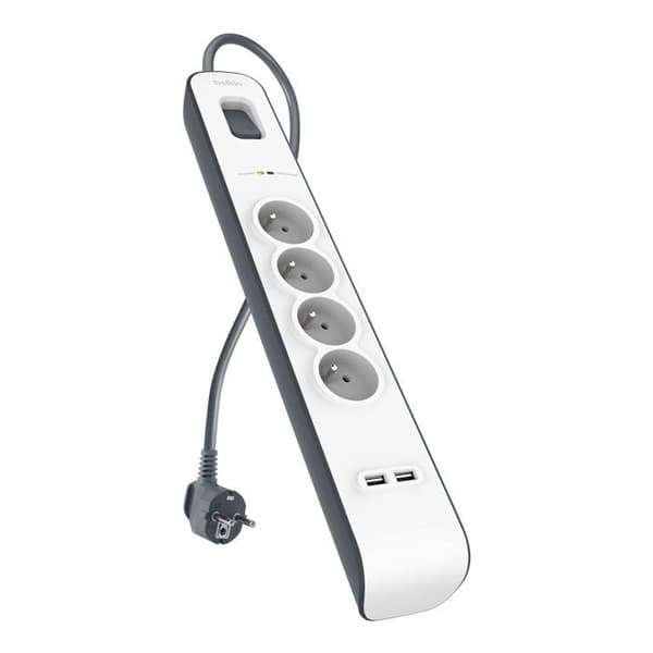Belkin överspänningsskydd - 4 uttag och 2 USB2.0-portar - 525 joule skydd